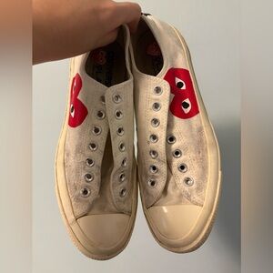 CDG Converse White Lowtops 9